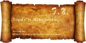 Topán Nikoletta névjegykártya